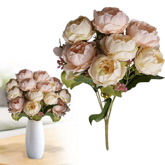Clearance Artificial flowers under $5,Artificial Peony Flower 7 Head Peonies Peony Flowers Arrangements Dining Table Centerpieces For Kitchen Bridal Wedding Decor