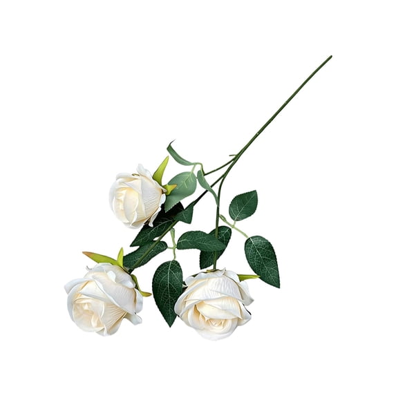 Clearance Artificial flowers under $1,Three Headed Rose Artificial Flower For Wedding Arrangements Hotel Home Decor Rose Head Flower
