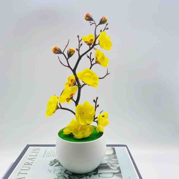 Clearance Artificial flowers under $5,Artificial Flower With Pot Real For Home Table Wedding Bouquet Beach Theme Decoration