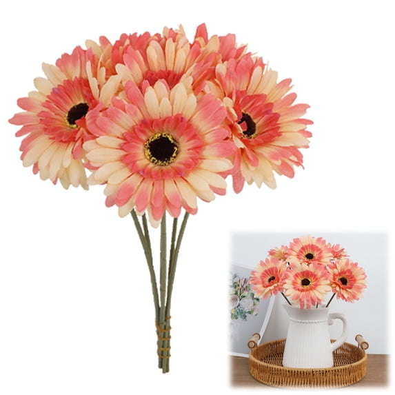 Clearance Artificial flowers under $5,Artificial Gerbera Bouquet Wedding Handheld Flower Home & Hotel Decor Rustic Country Style Flower Arrangement