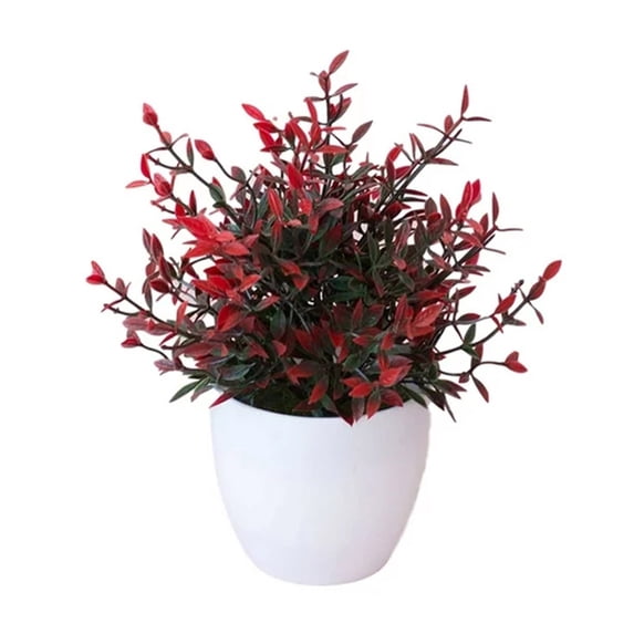 Clearance Artificial flowers under $5,Artificial Potted Small For Shelf Green In White Plastic Pot For Home Bathroom Decor Faux