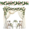 thumbnail image 1 of Clearance Artificial flowers under $5,Artificial Rose Vine Flower Garland Rose Hanging Vine For Wedding Background Arch Garden Background Decoration, 1 of 7