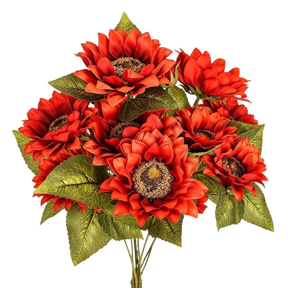 Clearance Artificial flowers under $5,Artificial Sunflowers Bouquet Sunflower Autumn Flower For Decoration 9 Heads Flowers Bunch For Home Decor