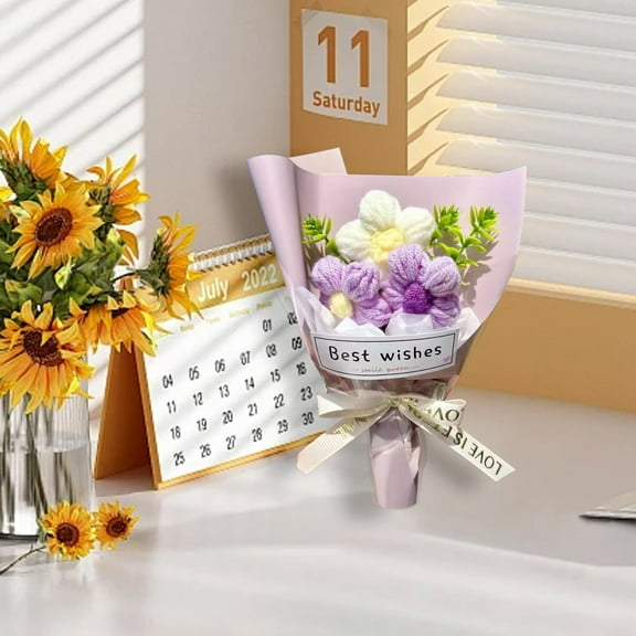 Clearance Artificial flowers under $5,Knitted Wool Flower Bouquet: A With Fresh Floral Charm