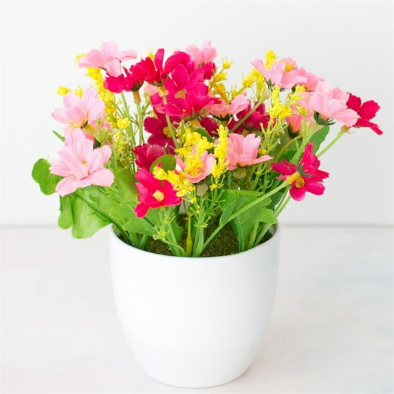 Clearance Artificial flowers under $5,Potted Artificial Flowers Flowers In Pots Faux Flowers In Pot For Home Decoration Desktop Decor