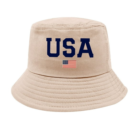 Clearance! Audhol Bucket Hat July 4 independence Day American Honors Bucket Hat Adult Unisex Fishing Sun Hat Black Bucket Hats for Woman Beige One Size