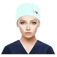 thumbnail image 1 of Clearance! Audhol Nurse Caps for Women Scrub Cap with Buttons Bouffant Print Hat with Sweatband for Womens and Mens Surgical Caps for Women Light Green One Size, 1 of 4