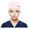 thumbnail image 1 of Clearance! Audhol Nurse Caps for Women Scrub Cap with Buttons Bouffant Print Hat with Sweatband for Womens and Mens Surgical Caps for Women Pink One Size, 1 of 4