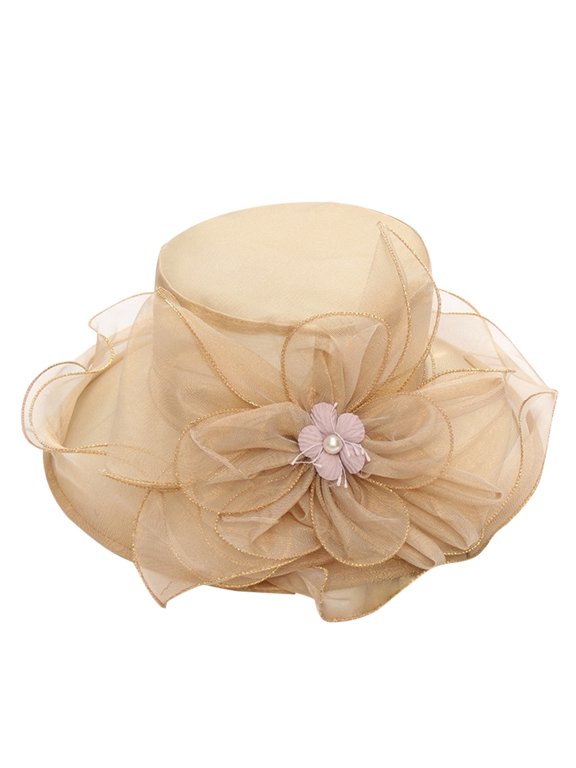 Tea Party Hats for Women Women's Church Kentucky Derby Fascinator Bridal Tea Party Wedding Hat Derby Hats for Women 2025 Khaki One Size