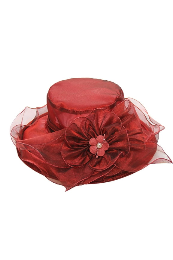 Tea Party Hats for Women Women's Church Kentucky Derby Fascinator Bridal Tea Party Wedding Hat Derby Hats for Women 2025 Wine Red One Size