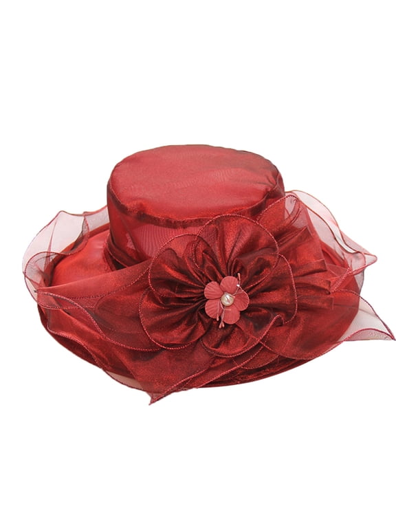 Tea Party Hats for Women Women's Church Kentucky Derby Fascinator Bridal Tea Party Wedding Hat Derby Hats for Women 2025 Wine Red One Size