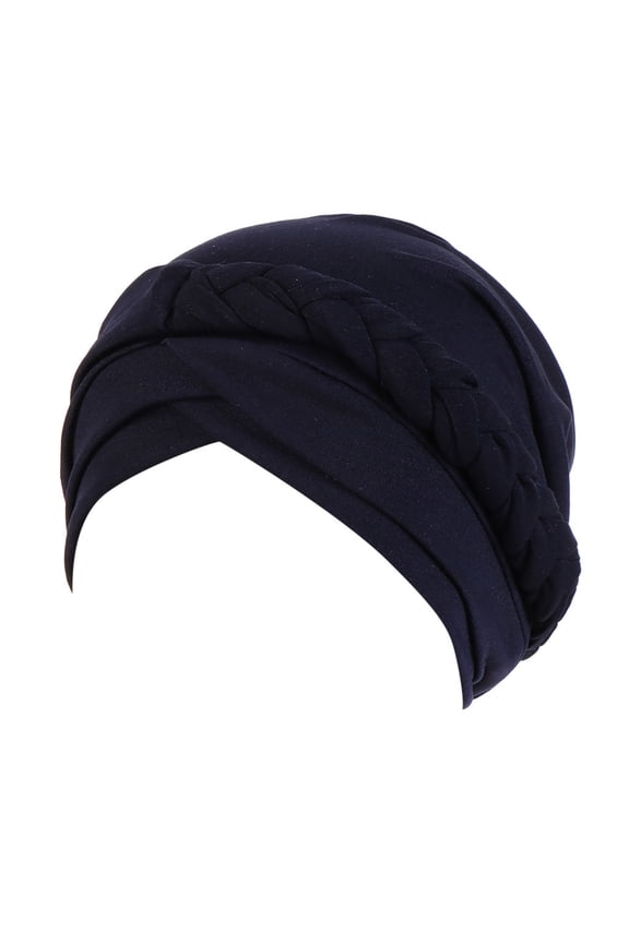 Clearance! Audhol Undercaps for Hijab No Slip Women Solid Plait india Hat Muslim Ruffle Cancer Chemo Beanie Turban Wrap Cap Muslim Head Coverings for Women Navy One Size