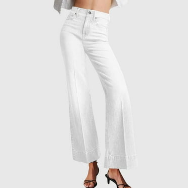 Clearance Aueoeo Flare Jeans For Women High Waisted Bootcuts Jeans Stretchy Denim Curvy Pants With Pockets X-Large White