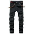 thumbnail image 1 of Authentics Men's Regular Fit Comfort Flex Waist Jean Men's Casual Cotton Straight Ripped Hole Trousers Jeans Pants Full Length Pants Ndbuld,Black,M, 1 of 7