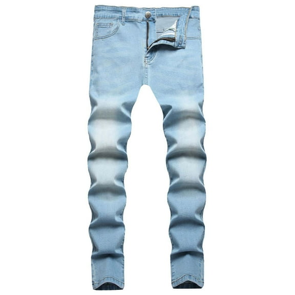 Authentics Men's Regular Fit Comfort Flex Waist Jean Men's Casual Cotton Straight Ripped Hole Trousers Jeans Pants Full Length Pants Ndbuld,Blue,M