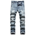 thumbnail image 1 of on Clearance Authentics Men's Regular Fit Comfort Flex Waist Jean Men's Casual Cotton Straight Ripped Hole Trousers Jeans Pants Full Length Pants Ndbuld,Light Blue,L, 1 of 8