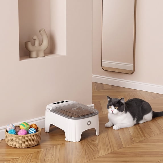 Clearance Automatic Cat Feeder, Smart Motion Sensor Auto Open Lid with Timer, Sealed Fresh Bowl with Ice Bag Slot for Dry and Wet Food, Easy Clean for Cats Small Dogs