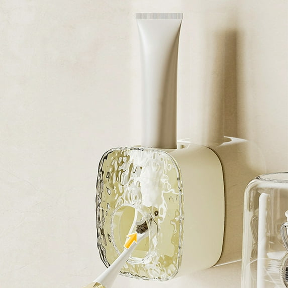 Clearance!Automatic Toothpaste Dispenser Wall Mounted, Plastic Tooth Pastetooth Paste Dispenser for Kids and Adult, Bathroom Wall, No Mess (White Transparent, 1 PCS)