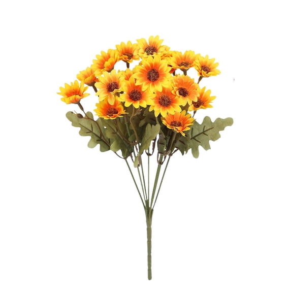 Clearance | Autumn Yellow Artificial Mums Flowers, Outdoor Sunset Mums Windproof No Fade for Garden Porch Front Yard Home Decor