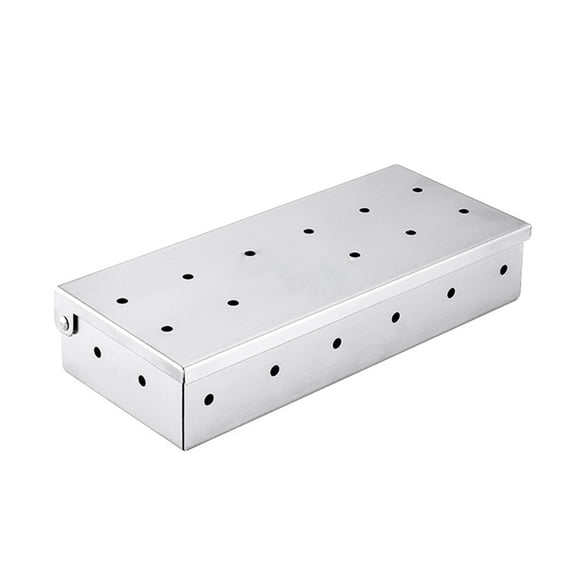 Hvmvliv BBQ Smoker Box Meat Smokers Box In Barbecue Grilling Accessories Wood Chip Smoker Box for Gas Grill and Charcoal Grill Accessories Silver