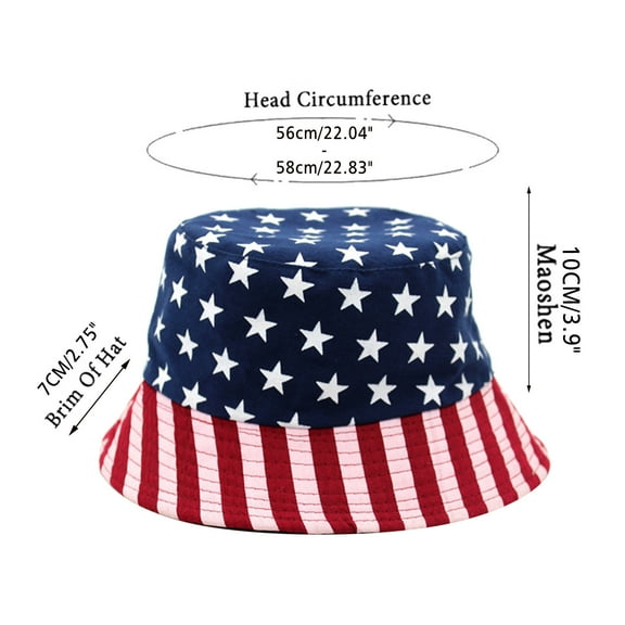 BKQCNKM 4th of July Hat, American Flag Hat, Fourth of July Accessories, Sun Hat Summer Essentials, Patriotic Bucket Hat, Dark Blue One size