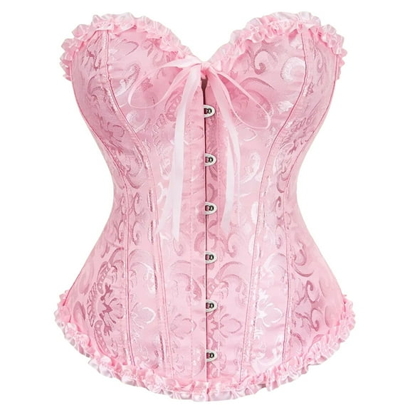 BKQCNKM Corset Tops for Women, Boned Corset, Renaissance Corset, Lace Off Shoulder Corset Bustier Boned Overbust Corset, Corset Goth, Red 1 L