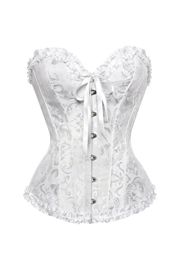 Corset Tops for Women, Boned Corset, Renaissance Corset, Lace Off Shoulder Corset Bustier Boned Overbust Corset, Corset Goth, White M