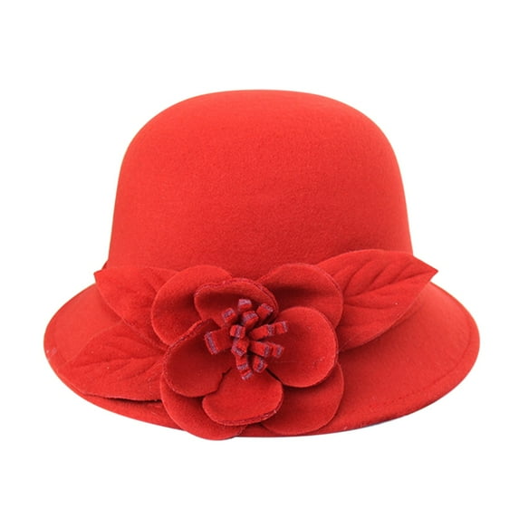 BKQCNKM Fedora Hats for Women Winter Hat Fedora Hats 1920s Style Round Top Casual Basin Cap Small Bowler Hat A M