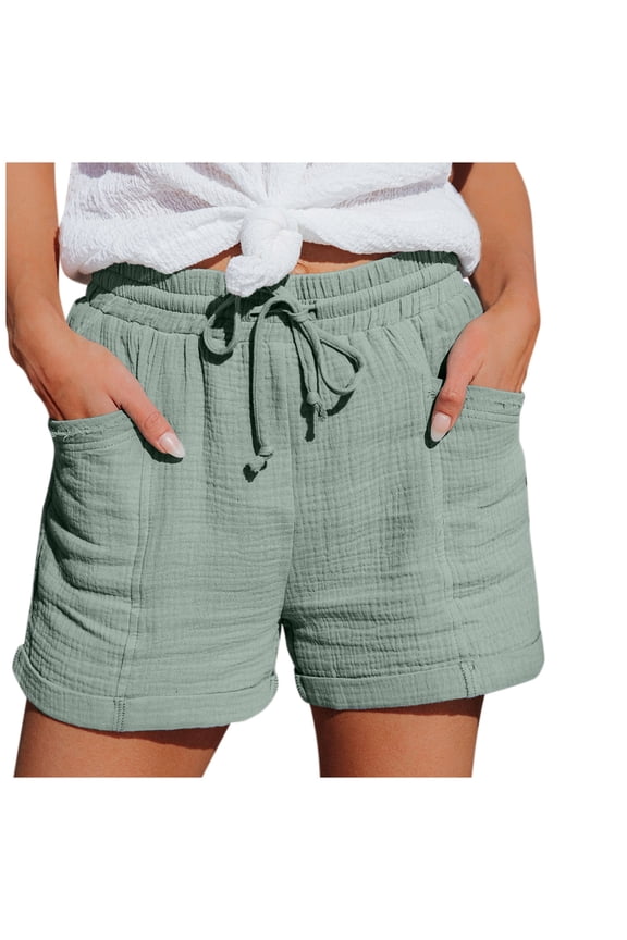 Gauze Shorts for Women, Beach Vacation Clothes for Women, Cotton Shorts for Woman, Womens Shorts Casual, Wide Leg Shorts for Women, Green S