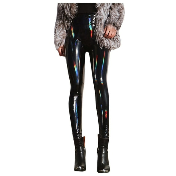 BKQCNKM Leggings for Women Leather Pants for Women Black Leggings Women Leather Fashion Leggings Waist Pants Leggings Pants Leather Leggings for Women Black L