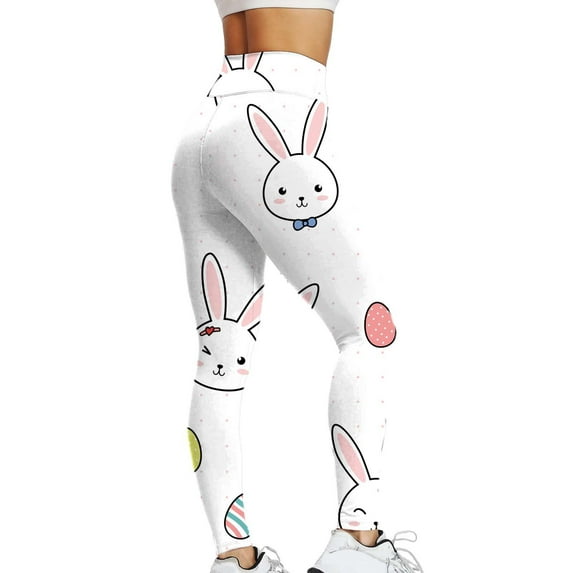 BKQCNKM Leggings for Womenï¼ Workout Leggingsï¼ Womens Easter Outfitï¼ Bunny Rabbits Easter Eggs Floral Pattern Stretchy Leggingsï¼ High Waisted Leggings for Womenï¼White S