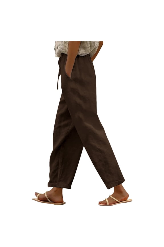 Linen Pants Women, Petite Pants for Women, Gauze Pants for Women Casual Summer, Lounge Pants Women, Lightweight Pants Women, Brown S