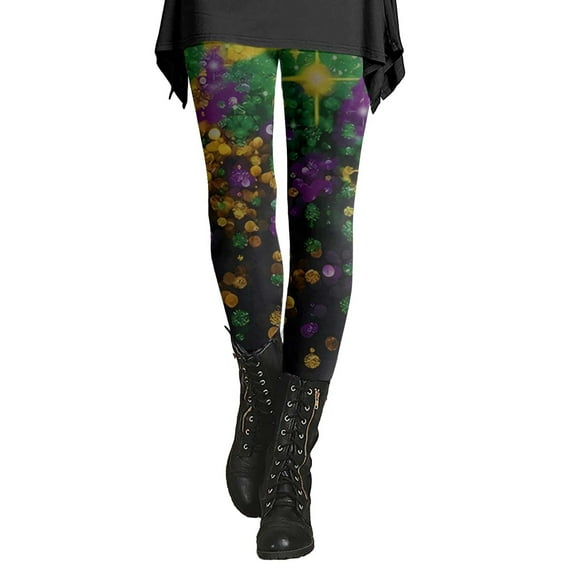 BKQCNKM Mardi Gras Leggings Yoga Pants Women High Waisted Leggings for Women Stretchy Leggings Tights for Party Costume Mardi Gras Outfit for Women Dark Blue 4XL