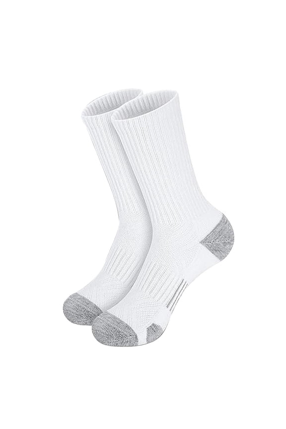 Mens Socks, Running Socks, Crew Socks, Solid Color Socks Basketball Sport Medium Tube Socks, Workout Socks, White 2 One Size