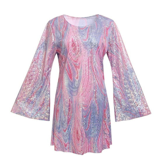 BKQCNKM Sequin Dress Mardi Gras Outfit for Women Sparkly Dresses for Women 70s Outfits for Women Costumes for the Carnival Holiday Dresses for Women Pink L