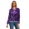 thumbnail image 1 of BKQCNKM Sequin Jacket Sparkly Jackets for Women Sequin Outfits Womens Spring and Autumn Long Sleeve Sequined Long Sleeve Cardigan Jacket Top Mardi Gras Outfit for Women Purple M, 1 of 9