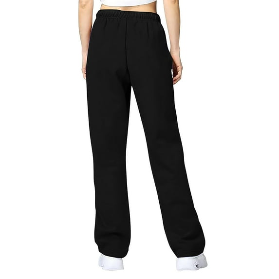 BKQCNKM Sweatpants Women Joggers for Women Baggy Pants Solid Color Sports Pants Casual Loose Drawstring Pockets Wide Straight Pants Casual Pants for Women Black L