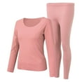 thumbnail image 1 of BKQCNKM Thermal Underwear for Women Two Piece Sets Christmas Gift for Women Crew Neck Fleece Lined Long Sleeve Thermal Pajama 2 Pices Pack Womens Underwear(2PC) Pink XL, 1 of 9