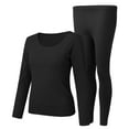thumbnail image 1 of BKQCNKM Thermal Underwear for Women Two Piece Sets Christmas Gift for Women Crew Neck Fleece Lined Long Sleeve Thermal Pajama 2 Pices Pack Womens Underwear(2PC) Black 4XL, 1 of 7