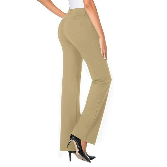 Clearance!BKQCNKM Trousers for Women,womens Dress Pants,business Casual Pants for Women,stretchy Dress Pants with Pockets Regular for Work Business,plus Size Pants for Women,Khaki M