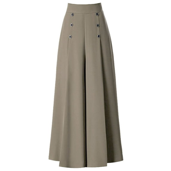 BKQCNKM Wide Leg Pants Woman Capri Pants for Women Lounge Pants Women High Waist Loose Slim Middle Pants Nine Points Culottes Swing Pants Baggy Pants Coffee L