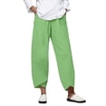 thumbnail image 1 of BKQCNKM Wide Leg Pants Woman Linen Pants Women Lounge Pants Women Pants Cotton Casual Female Casual Pants Green M, 1 of 9