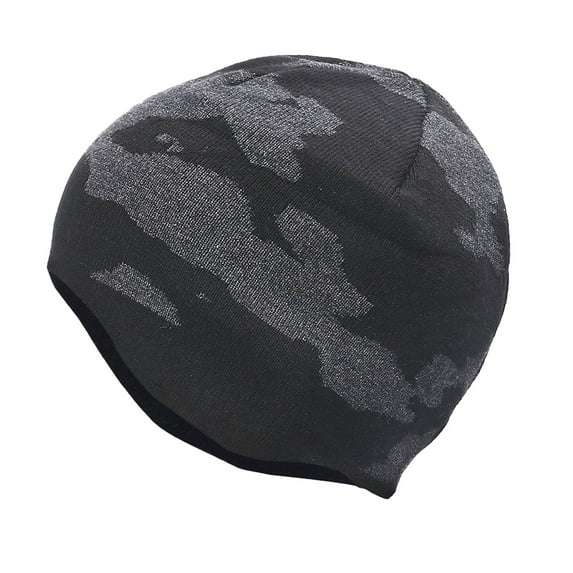 BKQCNKM Winter Hats for Men Beanies Hats Men Double-layer Cap Set Hat Camouflage Hat Ear Knit Cycling Marm Winter Sports Ski Woolen Baseball Caps Ski Hats for Men Black One Size