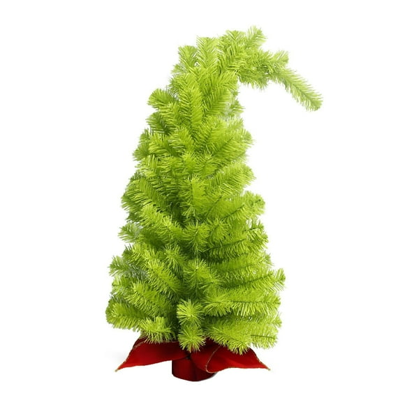 BNNG 24.4 Inch Artificial Christmas Tree, Green Mini Bendable Tabletop Hinged Christmas Tree with Plastic Stand Branch Tips for Xmas Party Supplies Home Indoor Decoration