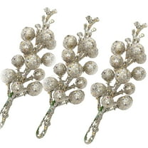 BNNG 3 Pack 7.8 Inch Christmas Gold Berry Stems for Christmas Tree, Glitter Berry Picks, DIY Wreaths, Crafts, Home & Wedding Decorations Winter Holiday Christmas Party Decorations