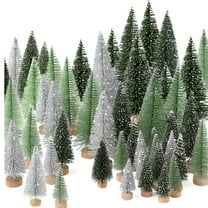 (Clearance) BNNG 30PCS Mini Sisal Trees, Artificial Mini Christmas Trees Bottle Brush Trees with Wooden Base for Xmas Winter Home Table Decoration Christmas Table Top Decor Winter Crafts Ornaments