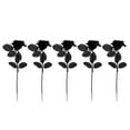 thumbnail image 1 of (Clearance) BNNG 5 Pcs Black Roses Artificial Flowers with Stems, Faux Silk Flowers Bridal Gothic Wedding Bouquet, Realistic Blossom Floral for Home, Office, Hotel Decorations, 1 of 8