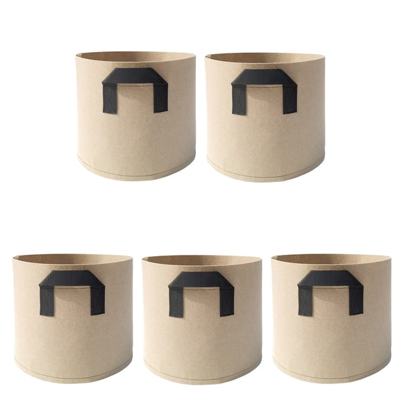 (Clearance) BNNG 5pcs Grow Bags, 22cm Nonwoven Aeration Fabric Planting Pots with Handles, Thickened and Heavy Duty for Vegetables Flowers Fruits, Indoor & Outdoor Gardening Nursery