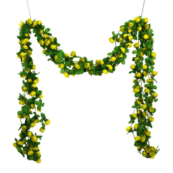 (Clearance) BNNG 72ft Artificial Rose Vine Fake Flower Garland Floral Garland Faux Silk Hanging Vine Rose Vines for Wedding Arch Party Wall Garden Ceremony Background Outdoor Decor (Yellow)
