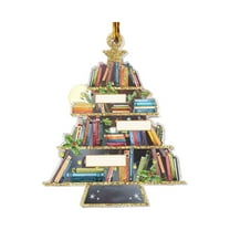 (Clearance) BNNG Book Lovers Gifts for Women - Christmas Ornaments, Bookshelf Decor Gifts for Book Lovers Women, Nerd, The Librarians, Bookish gifts for Readers Xmas Tree Decoration Wooden Ornaments
